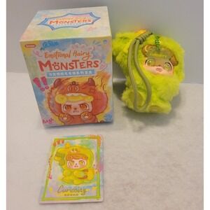 Jotoys Emotional Hairy Monsters Confirmed Curiosity Green Plush w/ Box and Card